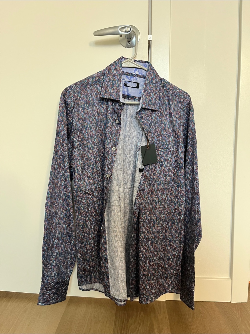 Men's Navy Multi-Pattern Button-Up Shirt Jacket